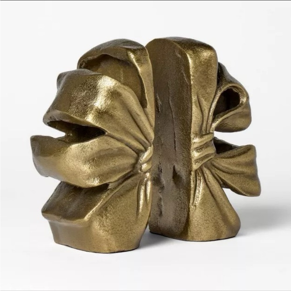 2pc Metal Bow Bookends Gold - Threshold designed with Studio McGee